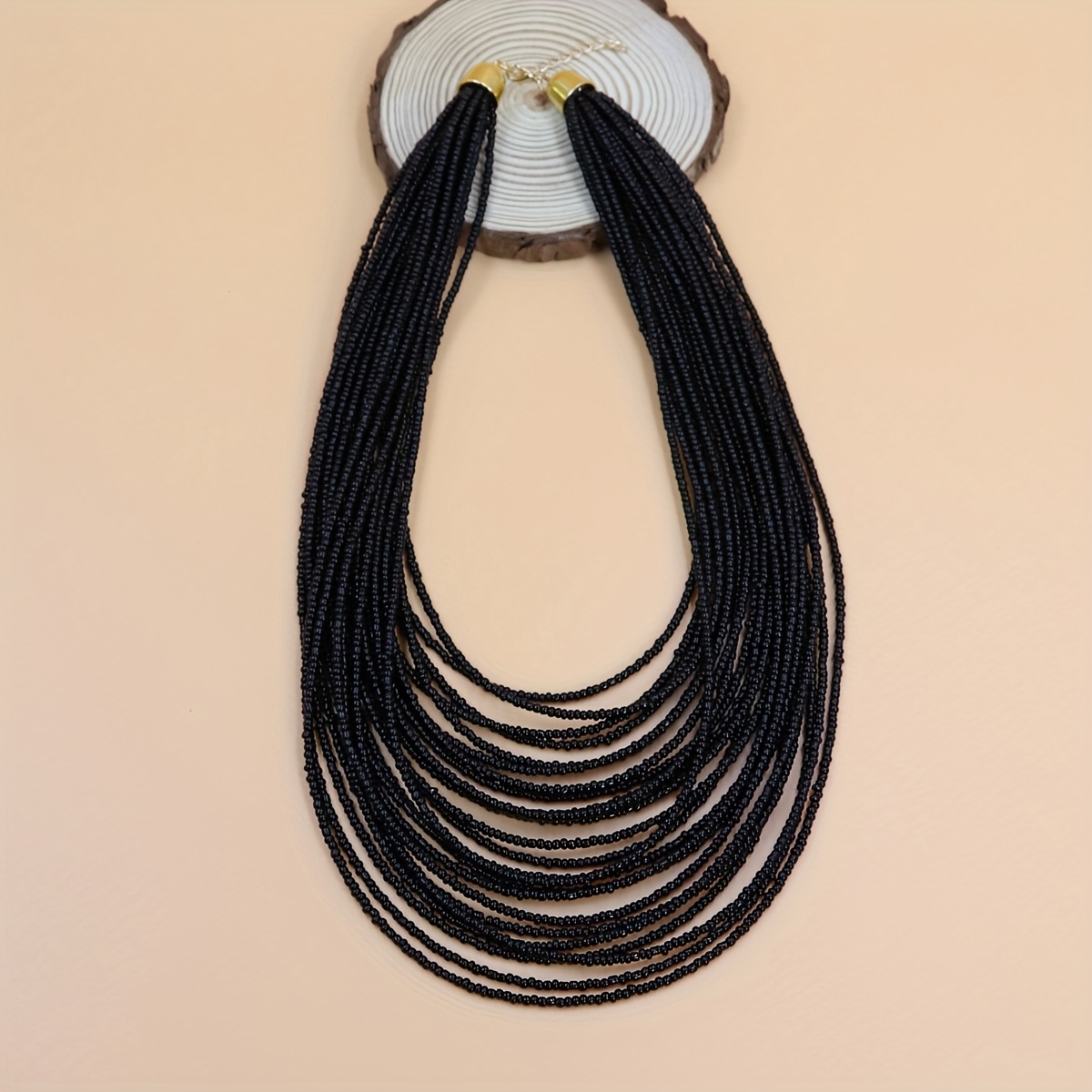 Boho Layer Beaded Necklace Vintage Style Seed Beads Vacation Wear Accessory